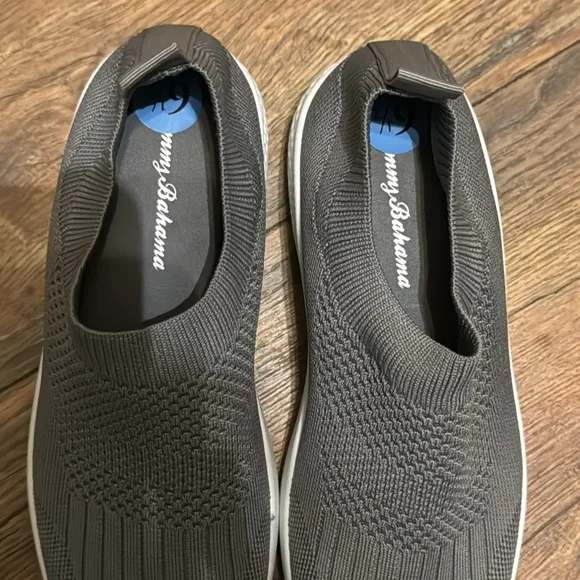 Tommy Bahama Flint Knit Joggers Memory Foam slip on sneakers charcoal gray - Picture 2 of 9